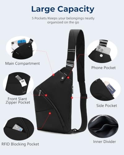 OSOCE Sling Bag for Men RFID Blocking Anti-theft Crossbody Shoulder Bag — view 5