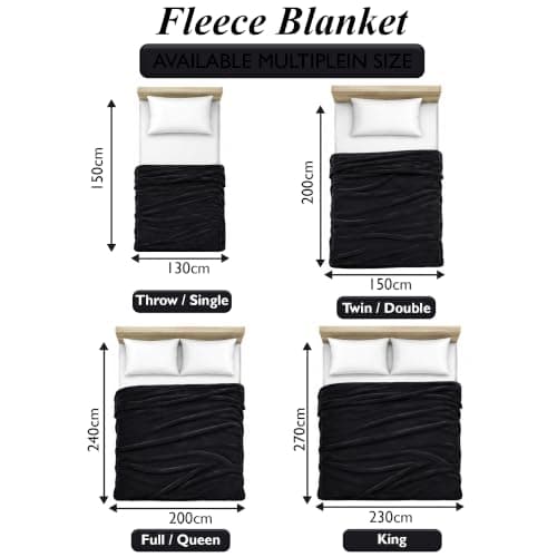 BedLooms Fleece Blanket Black Single 130x150 cm,Fluffy Reversible Bed Throw — view 4