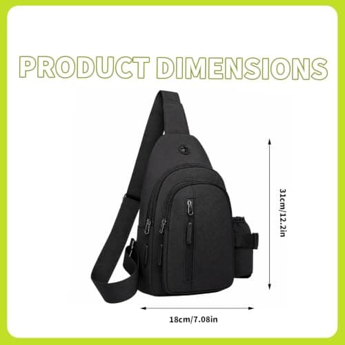 Meralo Unisex Crossbody Shoulder Bag with 5 Pockets & Headphone Port — view 3