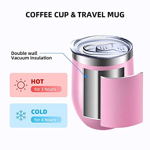 Reusable Coffee Cup, Insulated Travel Mug Vacuum Stainless Steel with Spill Proof Lid, Great for Hot & Cold Drinks - Coffee, Tea, Milk and Wine,12oz/340ml — view 5