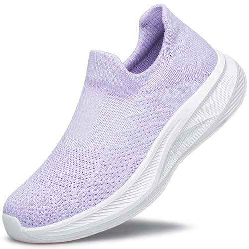 SURFING TREE Womens Slip on Sneakers Workout Shoes Ladies Slip on Trainers Breathable Mesh Outdoor Shoes Fashion Casual Purple Size 9