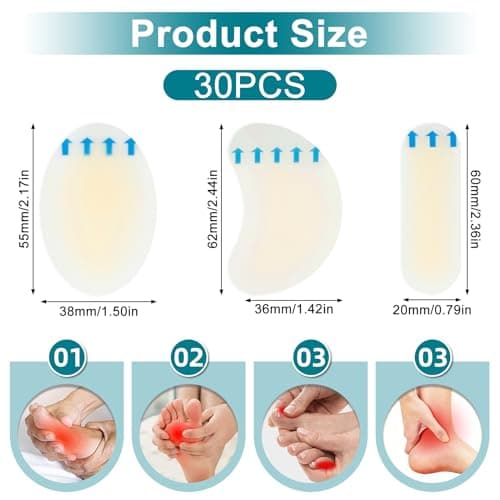 30 Pcs Hydrocolloid Blister Plasters,Waterproof Blister Plasters for Feet — view 2