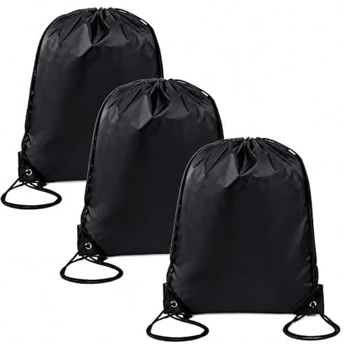 Vexorlian 3‑Pack Black Waterproof Drawstring Gym Bags – Sports Cinch Sack Backpack for Outdoor, Gym, Travel & Swimming