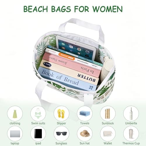 MOFASVIGI Waterproof Mesh Beach Bag Women with Pockets Foldable — view 6