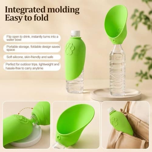 Dog Water Dispenser Pet Water Bottle Dogs for On the Go Silicone Drinking Attachment for Conventional Water Bottles Portable Dog Drinking Bottle for Daily Walking Travel Camping (Green) — view 5