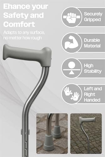 Aidapt Small‑Base Quad Cane/Tetrapod – Height‑Adjustable Walking Stick with Non‑Slip Rubber Ferrules, 10 Height Settings for Extra Stability, 715–965 mm Range — view 5