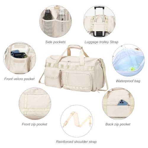 MAXTOP Travel Duffle Bag for Women Carry On Tote Weekender Overnight Bag Large Capacity Duffel Bag with Shoe Compartment,Gym Tote Bag with Dry and Wet Separation — view 5
