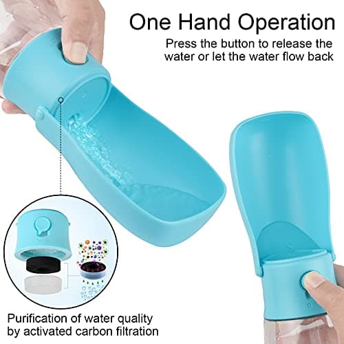 Gezimetie Dog Water Bottle - Foldable Dog Water Dispenser for Walking with Dog Waste Bag, Portable Pet Water Bottle for Travel, BPA Free Water Bottle for Cat, Rabbit,Puppy and Other Animal 300ML — view 5