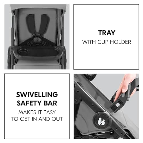 Hauck Shop N Care, Grey - Lightweight Pushchair (only 8.5 kg) with Snack Tray, Cup Holder & Raincover, Compact & One Hand Folding, Fully Reclining from Birth up to 22 kg — view 5