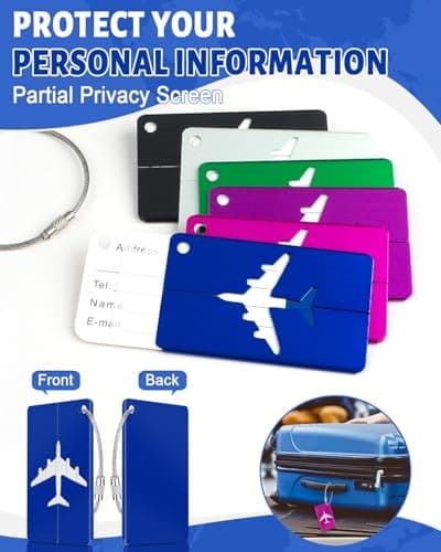 Caianwin-6 Pcs Luggage Tags, Aluminium Alloy Suitcase Tags, Suitcase Labels — view 5