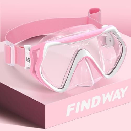 Findway Diving Mask with Elastic Fabric Strap, Snorkel Mask Adults with Nose Cover for Mens and Womens, Swimming Goggles with 180° Panoramic HD Tempered Glass Anti-fog Snorkelling Mask No Leak