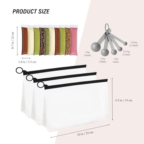 100 PCS Protein Powder Dispenser Set | Portable Protein Powder Storage Pots with Funnel, Labels & Measuring Spoon, Travel Protein Powder Containers for Gym, Fitness, Workouts, Travel and Trips — view 3