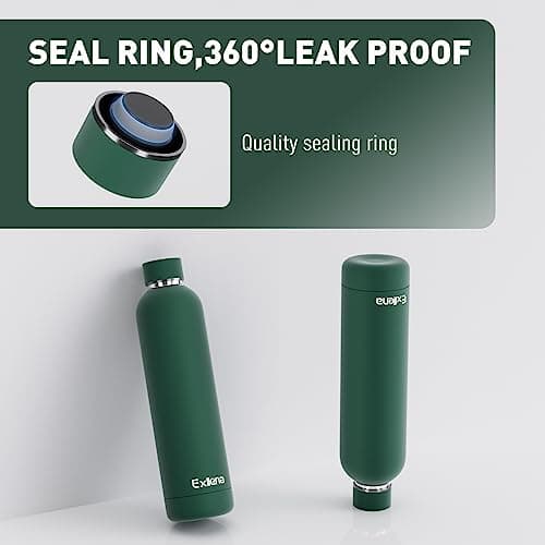 Exllena Insulated Water Bottles 1L with Water Bottle Buckle, Double Wall Stainless Steel Water Bottles 12 Hrs Hot/24 Hrs Cold, BPA Free for Gym, Camping, Hiking (Emerald Green) — view 4