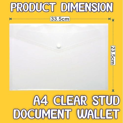 Sixstore 10 Pack A4 Clear Plastic Stud Document Wallets Files Folders Filing — view 2