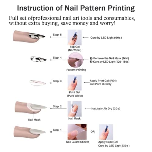 Digital Mobile Nail Art Printer- 3D Nail Printer Machine Support WiFi/DIY, Portable Nail Painting Machine 10s Done, Printing and Rying as One, Over 1000 Pictures(Rose Gold) — view 6