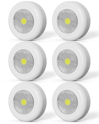 CTOCTOU 6 Pack Portable Battery Operated Wall Lights, Push Lights Battery Powered Stick on Lights for Under Cupboards, Closets, Cabinets, Counters, Wardrobe, Kitchen Lights