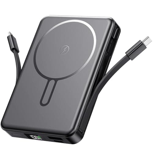 PDBEST Magnetic Power Bank with Built in Cables, 10000mAh Portable Charger