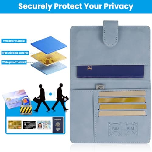 AOOTE Passport Holder Cover Wallet Case, 2Pcs PU Leather RFID Blocking Passport Cover Case with Card Slots, Passport Holder for Passports Ticket Boarding Passes Credit Cards Business Cards — view 4