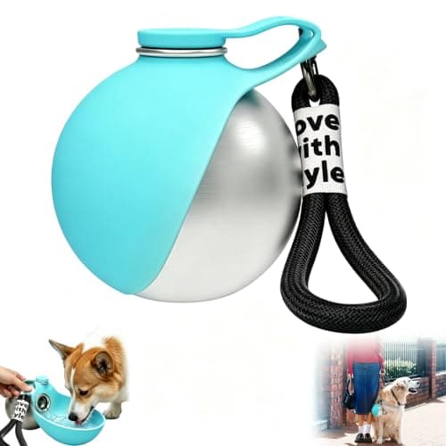 Foldable 2-in-1 Dog Water Bottle with Silicone Bowl, 238 ML