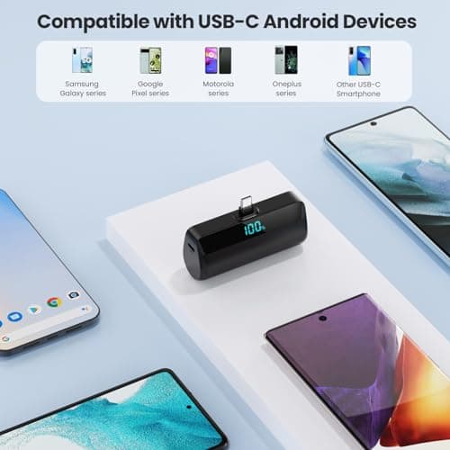 Mini Power Bank 5200mAh for iPhone 15/16,[2025 Upgraded] PD USB C Fast charging portable charger, Compact LCD Display Battery Pack Compatible with iPhone 16/16 Pro Max/15 Series,Galaxy,Android etc — view 3