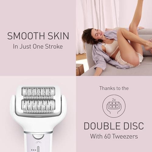 Panasonic ES-EY30-V511 Wet and Dry Epilator, Double Disc with 60 Tweezers, Flexible 90° Pivoting Head, 3 Speed Settings & LED Light, Up to 30 Minutes Operation Time, Cordless, Hair Remover — view 2