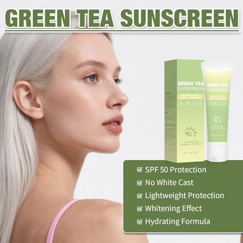Green Tea Korean Sun Protection for Face, Travel Size Sun Protection SPF 50, Non Greasy & No White Print, Daily Wide Spectrum UV Protection with Niacinamide, Panthenol & Hyaluronic Acid — view 6