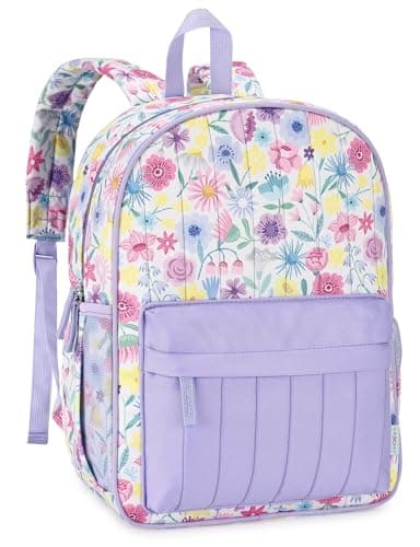 VASCHY Kids Preschool Backpack, Cute Lightweight Quilted School Bag for Girls Ages 4–6 Lavender Floral
