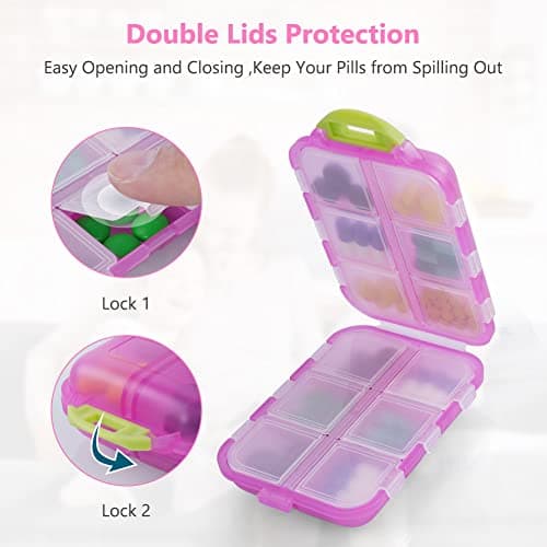 AOOWU Pill Box Organiser, 1PCS Portable Medicine Storage Box, Double Layer 12 Grids Tablet Organiser to Hold Vitamins, Cod Liver Oil, Supplements and Medication for Travel Work (Pink) — view 3