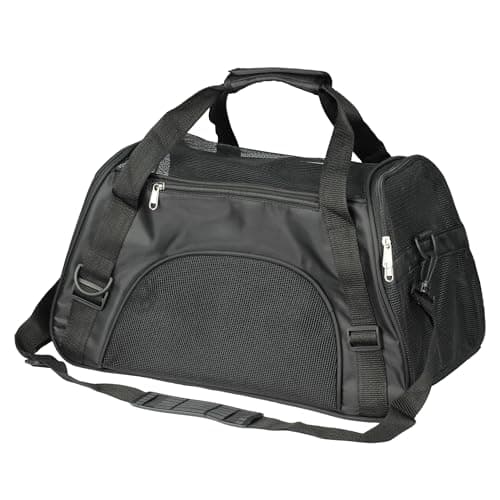 Soft-Sided Cat Carrier Bag, Portable Foldable Pet Travel Carriers for Dogs For Cats and Dog up to 3kg/7lbs With Shoulder Strap Airline Approved (Black)