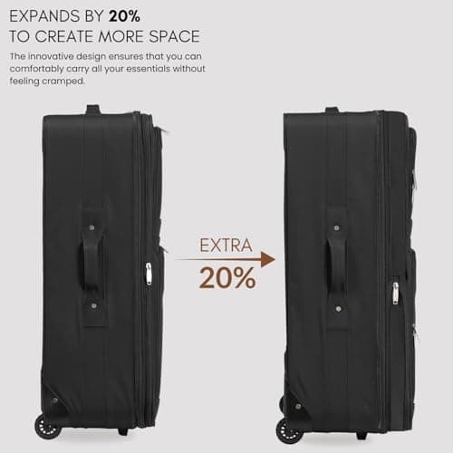ARIANA Cabin Suitcase Lightweight Carry On Luggage Trolley Travel Bag 10Kg Hand Luggage 2 Wheels - 55x38x23cm (Black, 21" Small (Cabin Size)) — view 3