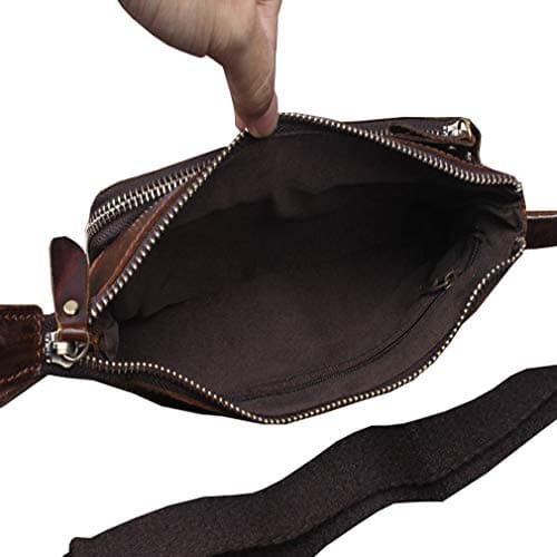 Xieben Vintage Leather Fanny Waist Bag for Men Women Travel Hiking Running Hip Slim Bum Belt Pack Purse Wallet Cell Phone Shoulder Pouch Coffee — view 4
