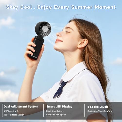 Handheld Portable Turbo Fan with Ice Cooling, Foldable Clip on fan(Black) — view 6