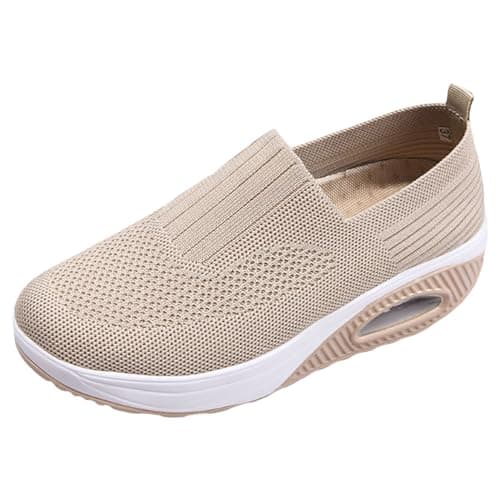 Running Trainers Womens Red Trainers Womens Summer Fashion Solid Color Flying Woven Non Slip Soft Sole Mesh Surface Travel Walking Covered Feet Shoes Gym Sneaker