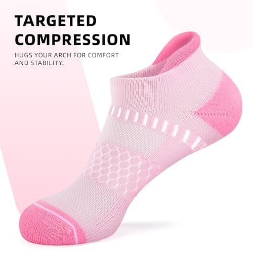 IRAMY Light Compression Socks for Women Arch Support Athletic Cushioned Anti-Blister Comfort Running Ankle Socks 3 Pairs — view 2