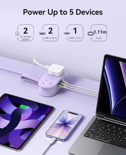 ORICO PD 20W Extension Lead 1.11M with 3 USB Slots (1 USB C) Purple, AP3PRO — view 3