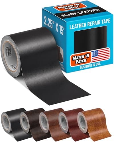 MATCH 'N PATCH Leather Repair Tape - Black (4.5 m x 5.7 cm roll) Self Adhesive Leather Patch with Printed Leather Pattern for Sofas, Chairs & Vinyl - Fix Rips & Scratches, Crafts & DIY