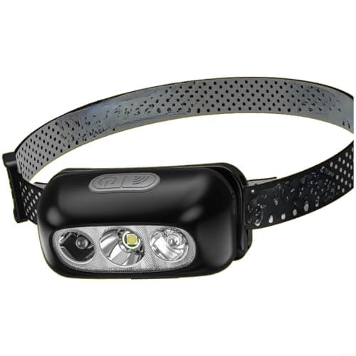HomeVortex Head Torch Rechargeable LED Headlamp Motion Sensor 200m Beam Range Waterproof 3 Light Modes Led Head Torch for Running Camping Hiking Fishing(D)