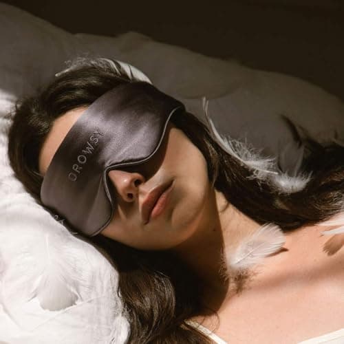 Drowsy Featherweight Silk Sleep Mask – Luxury Blackout Eye Mask for Sleeping & Travel, 100% Mulberry Silk, Lightweight Comfort, Adjustable Strap, Protects Skin & Hair - Moonlight Shadow — view 6