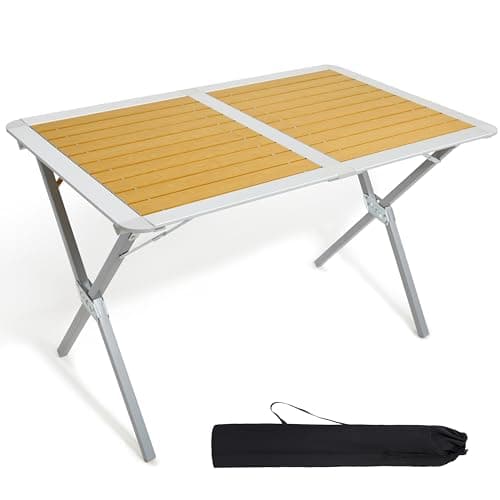 TIMBER RIDGE Camping Table That Fold Up Aluminium Roll Up 110x70cm