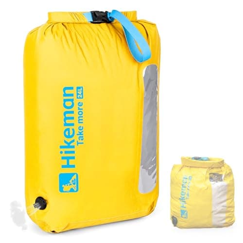 HIKEMAN Ultra Waterproof Dry Bag - Air-Release Waterproof Compression Bag,Dry Compression Sacks for Kayaking Hiking Swimming Camping Canoeing Boating Fishing Clothes Organizer (Yellow,24L)