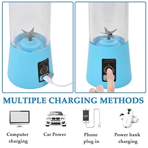 TIMESETL Portable Blender, Personal Blender Portable Juicer Cup Fruit Mixer USB Charger Mini Juice Blenders for Smoothies and Shakes,with 6 Power Blades Travel Blenders for Travel Gym Outdoor — view 4