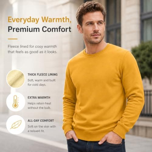 QIANCOME Thermal Sweatshirt Mens-Casual Jumpers for Men UK Fleece Lined — view 2