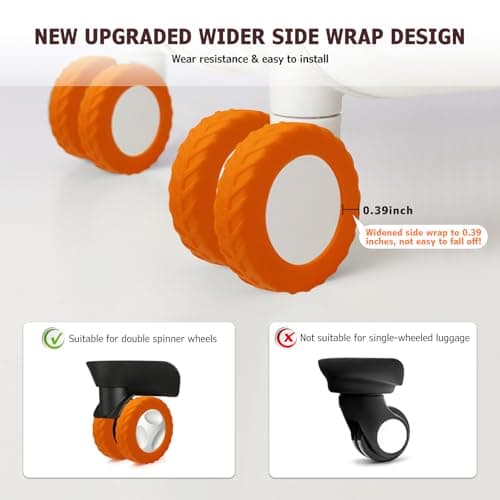 Luggage Wheel Covers, Anti Dust & Scratch, For 2-2.4" Wheels - Orange — view 2