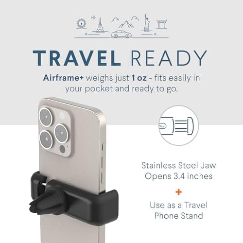 Kenu Airframe+, Air Vent Car Phone Holder Mount, Cell Phone Stand, Expandable Grip & 360 Degree Pivot, Compatible with iPhones, Samsungs, & Androids — view 3