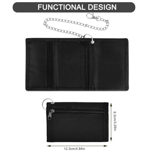 Slim Wallet, Men's Wallet with Chain Clip Zipper for Travel Sports, Black — view 2