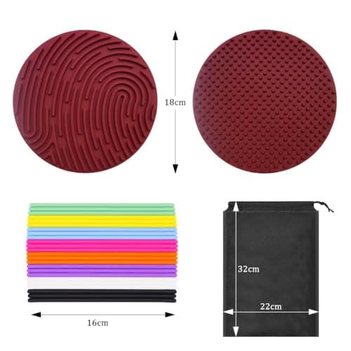 OMJMYY Sensory Activity Board Sensory Silicone Fidget Toy Sensory Board Fidget with 20 Strings and Travel Bag for Adults and Children 3+ Anxiety Stress ADHD Autism (Burgundy) — view 2