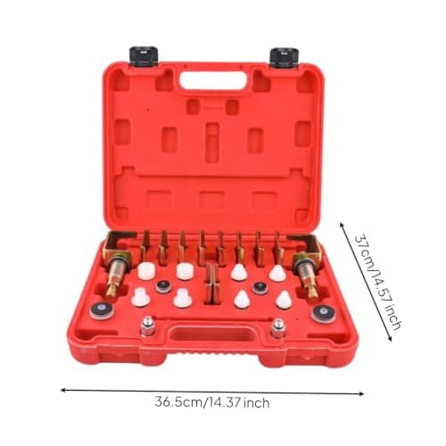 QSTDGVPW Automotive Leak Tester Kit With Cone And Plug Adapters Round Sealing Discs Metal Clamp Threads Burgundy Case suitable for car diagnostics — view 6