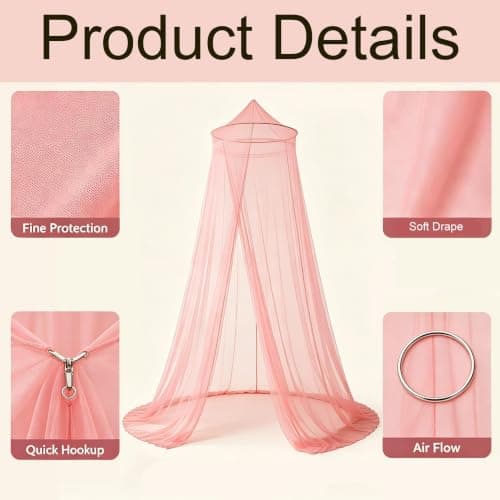 ZPSCXQ Bed Canopy for Girls, Pink Princess Mosquito Nets for Double Bed Beds mosquito net, mosquito net, single/double bed large dome canopy, easy to install in rooms, travel and home — view 3
