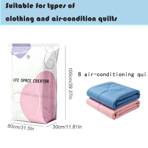 YERFFZE 2026 Upgraded Vacuum Storage Bags 2-Pack, Jumbo Size – No-Pump Compression for Clothes, Duvets & Blankets, Press-to-Seal Space Saver for Travel, Home & Closet Use — view 3