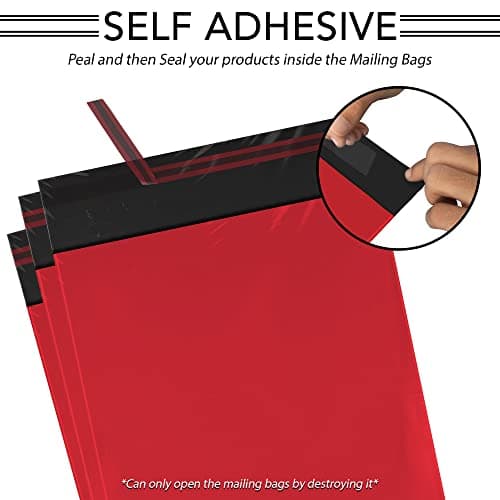 100 Mixed Mailing Poly Postal Self Seal Bags 4 Sizes 25 from Each iSOUL Small to Large Mailing Bags Postage Packaging Assorted Mailers Posting Shipping Post Parcel Package Bags Red — view 2